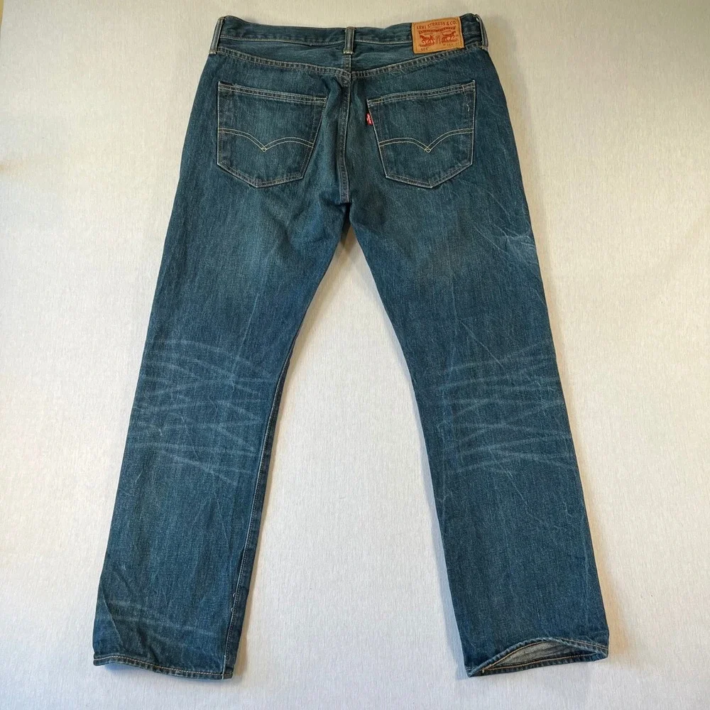 Levis 501 Original Fit Jeans Mens 36x32 (Fit 34x28) Med Wash Button Fly Straight